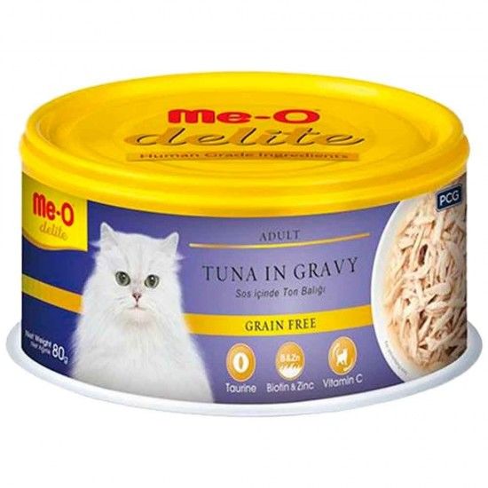 Me-O Delite Ton Balıklı ve Soslu Tahılsız Kedi Konservesi 80 Gr