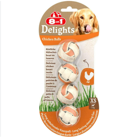 8 in 1 Delights Chicken Balls Tavuklu Köpek Ödül Topları 4 adet