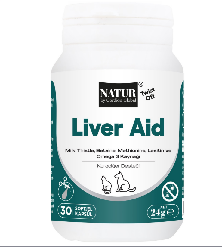 Natur Liver Aid Kedi ve Köpek Karaciğer Desteği Softjel Kapsül 30 Adet SKT:11/03/2027