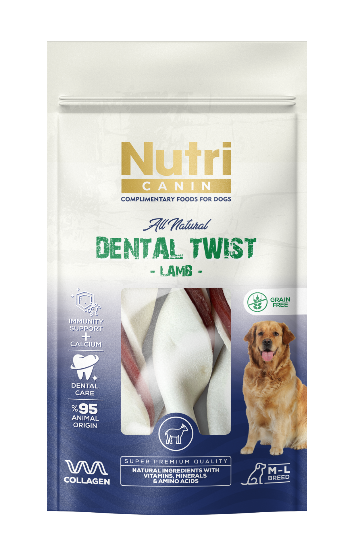 Nutri Canin Dental Twist Kuzulu Köpek Ödülü 120g