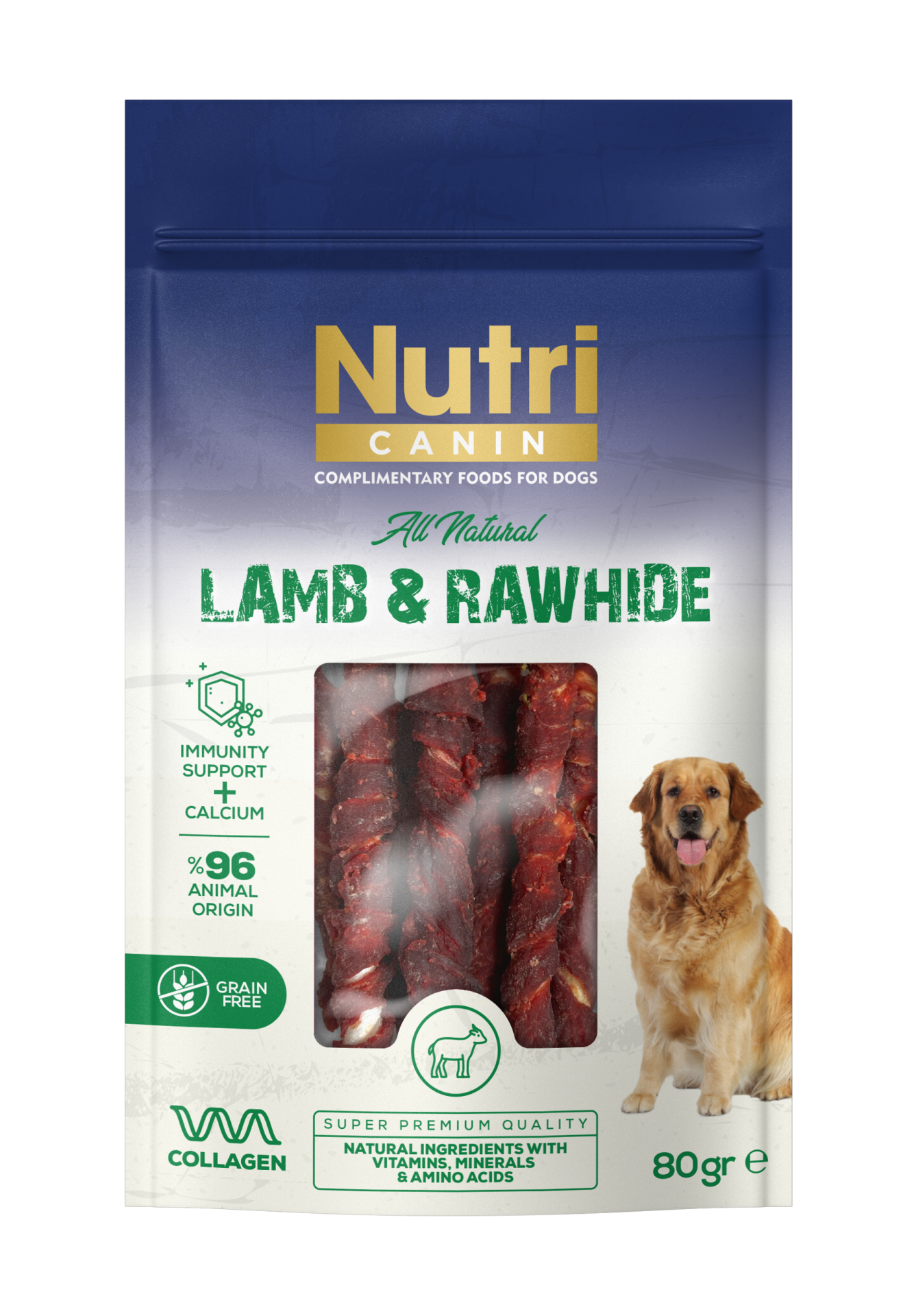 Nutri Canin Rawhide Kuzulu Köpek Ödülü 80g