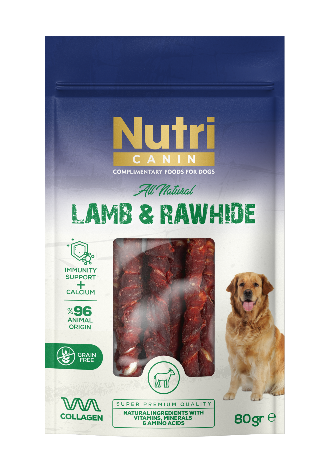 Nutri Canin Rawhide Kuzulu Köpek Ödülü 80g