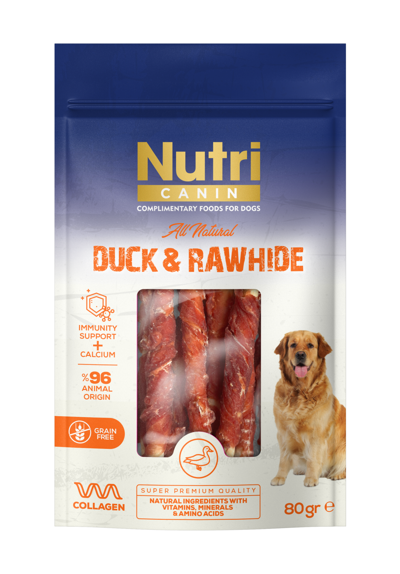 Nutri Canin Rawhide Ördekli Köpek Ödülü 80g