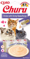 CIAO Churu Cream Tavuklu ve Karidesli Sıvı Kedi Ödül Maması 14gr (4'lü)