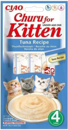 CIAO Churu Cream Kitten Ton Balıklı Yavru Kedi İçin Sıvı Ödül Maması 14gr (4'lü)