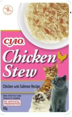 Inaba Ciao Chicken Stew Tavuk Güveçli ve Somonlu Pate Yetişkin Konserve Kedi Maması