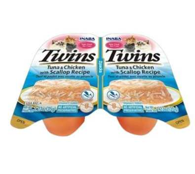 Inaba Twins Jöle İçinde Ton Balıklı Deniz Taraklı ve Tavuklu Yetişkin Konserve Kedi Çorbası 2 x 35 gr