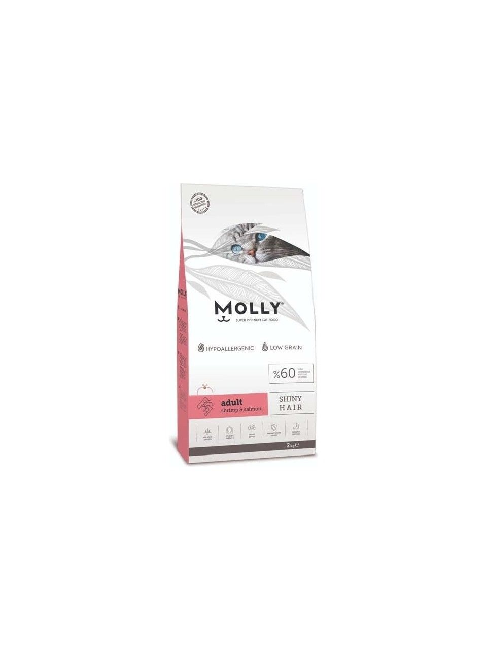 Molly Düşük Tahıllı Hipoalerjenik Karidesli Somonlu Yetişkin Kedi Maması 2 kg