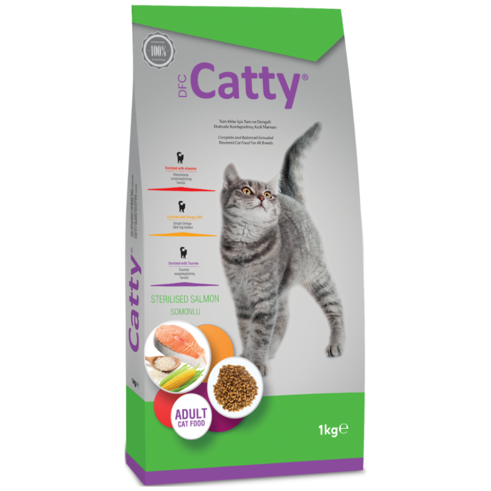Catty Light Sterilised Somonlu Kısırlaştırılmış Kedi Maması 1 Kg