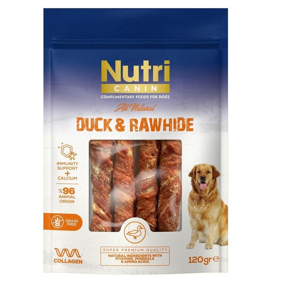 Nutri Canin Ördek Eti Sarılı Tahılsız Büyük Boy Kemik Köpek Ödülü 120 Gr