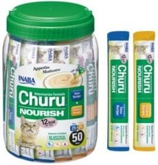 Inaba Churu Nourish Tavuklu ve Tuna Balıklı Kedi Sıvı Ödül  Maması 14 Gr x 50 Adet Özel Kavanozda