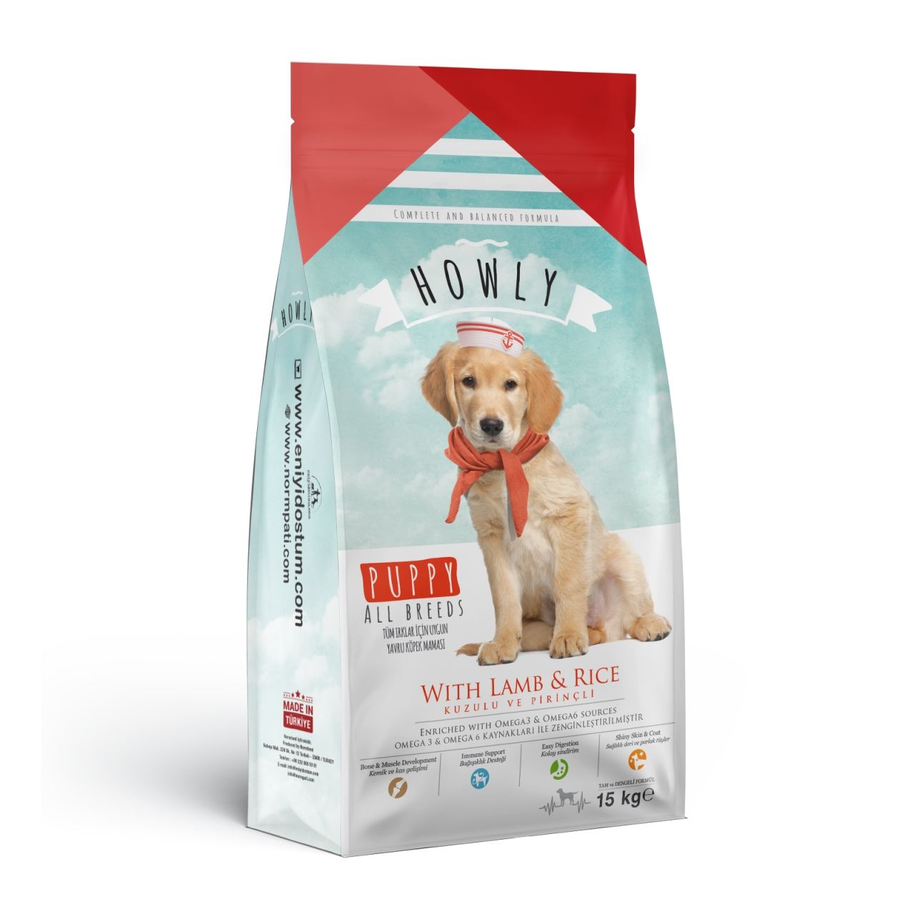 Howly Kuzu Etli ve Pirinçli Tüm Irk Yavru Köpekler İçin Yavru Köpek Maması 15 KG