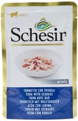 Schesir Jöle İçinde Ton Balıklı ve Levrekli Yetişkin Kedi Konservesi 85gr