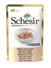 Schesir Jöle İçinde Ton Balıklı ve Somonlu Yetişkin Kedi Konservesi 85gr