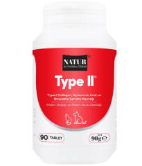 Natur Type II Kedi ve Köpek Collagen, Hyaluranic Acid Eklem Kıkırdak ve Eklem Sıvısı Desteği Yenilebilir  90 Tablet SKT:17/02/2027