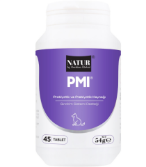 Natur PMI Kedi Köpek Prebiyotik ve Probiyotik  Sindirim Desteği Yenilebilir Tablet  45 Tablet SKT:21/08/2026