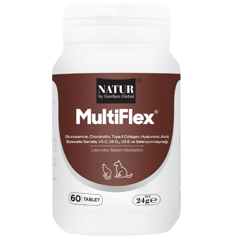 Natur Multiflex Kedi Köpek Eklem, Kas, Tendon ve Ligament Desteği Yenilebilir 60 Tablet skt:20/03/2027