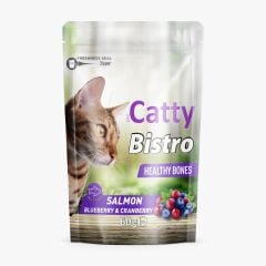 CATTY BİSTRO SAĞLIKLI KEMİKLER SOMONLU_YABAN MERSİNLİ_KIZILCIKLI 60G (HEALTH BONES)