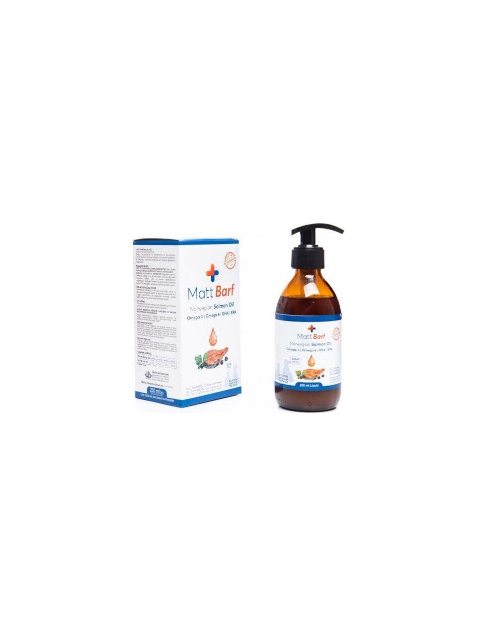 Matt Barf Kedi Köpekler Için Norveç Somon Balık Yağı Omega 3,  Omega 6, DHA, EPA 250 ml SKT:05/08/2027