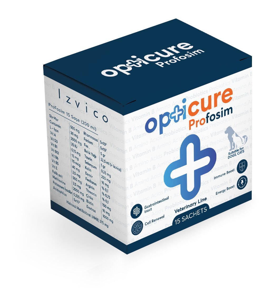 Opticure Profosim Yavru Yetişkin Kedi ve Köpek Bağırsak Desteği Bağışıklık Güçlendirici 12 Şase SKT:06/05/2027