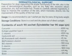 Opticure Derma+ Kedi ve Köpek Deri Tüy Sağlığı Omega Kolajen Hyalüronik Asit Zerdeçal 90 Şase SKT:22/04/2027