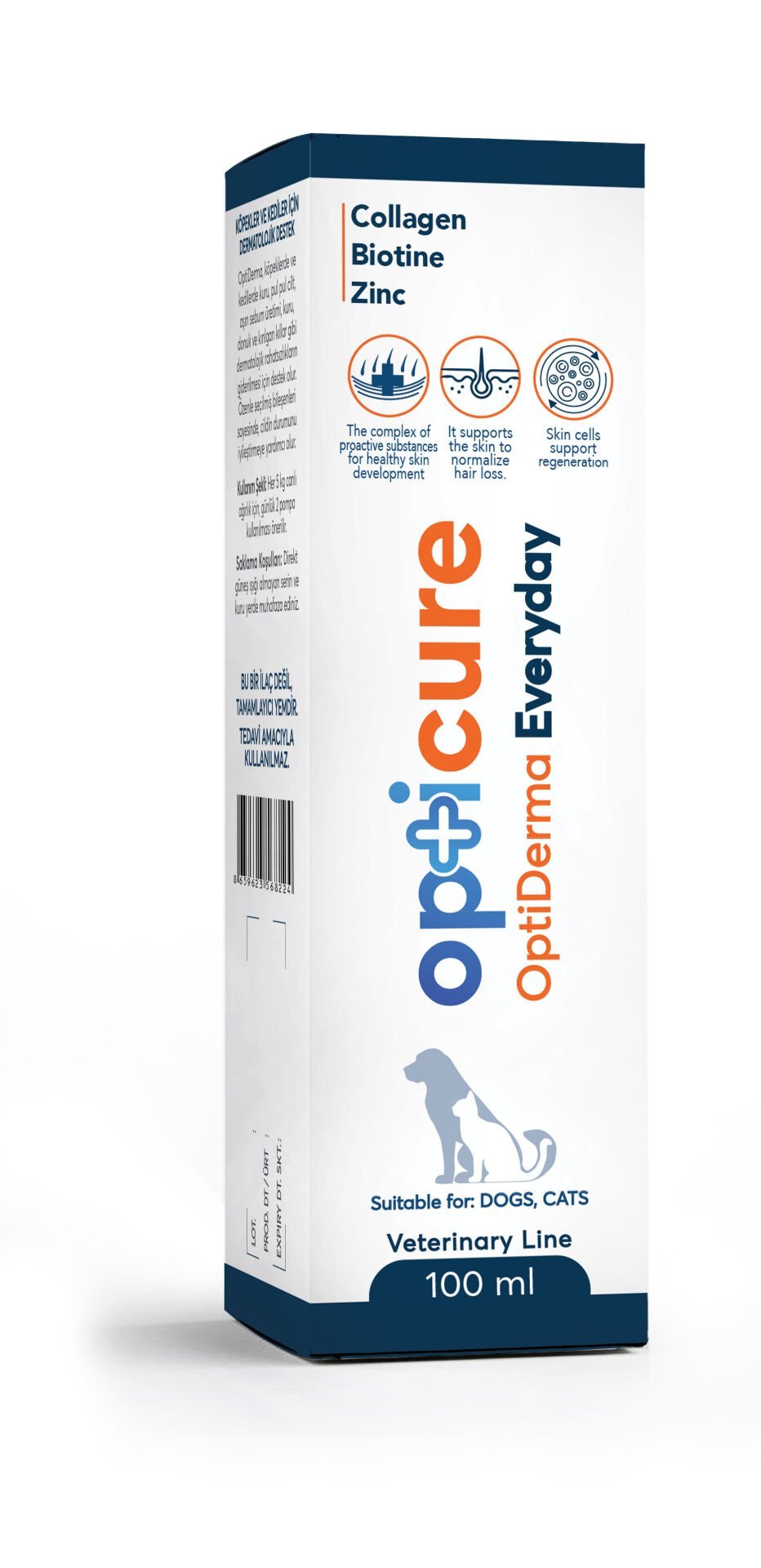 Opticure Derma Everyday Kedi ve Köpek Deri Tüy Sağlığı İçin  Kolajen, Biotin ve Çinko  100ml SKT:01/09/2027
