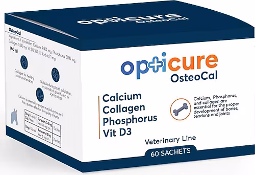 Opticure Osteocal Kedi ve Köpek Kalsiyum Kolajen Fosfor ve Vit D3 60 Şase SKT:15/01/2026