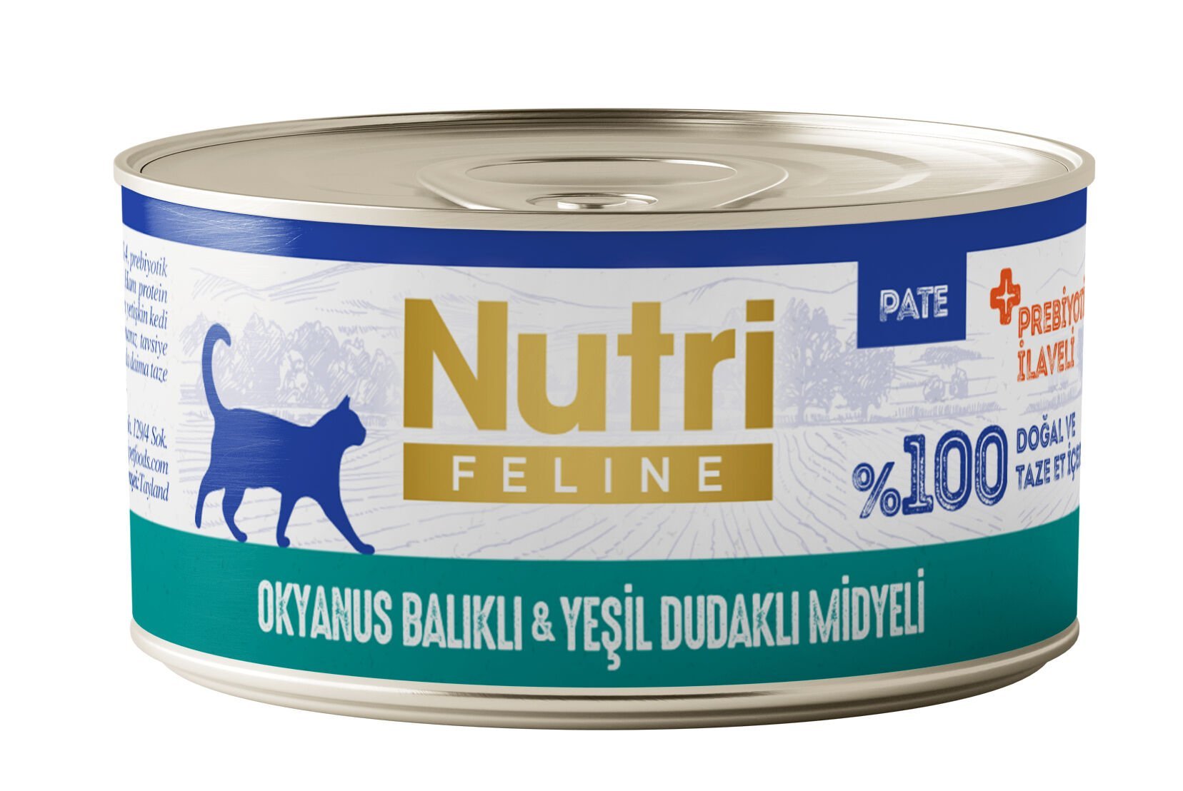 Nutri Feline Okyanus Balıklı ve Yeşil Dudaklı Midyeli Tahılsız Yetişkin Kedi Maması 70gr