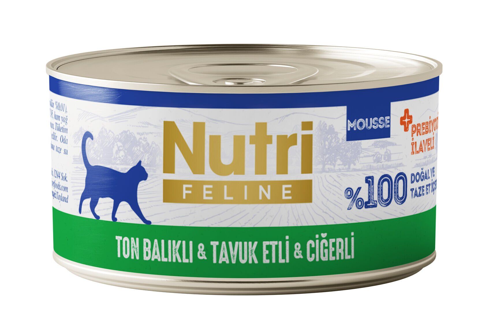 Nutri Feline Ton Balıklı, Tavuk Etli ve Ördekli Tahılsız Yetişkin Kedi Maması 70gr X 24 Adet