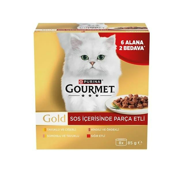 Gourmet Gold Box Sos İçerisinde Parça Etli Kedi Yaş Maması 85 Gr 8 Al 6 Öde