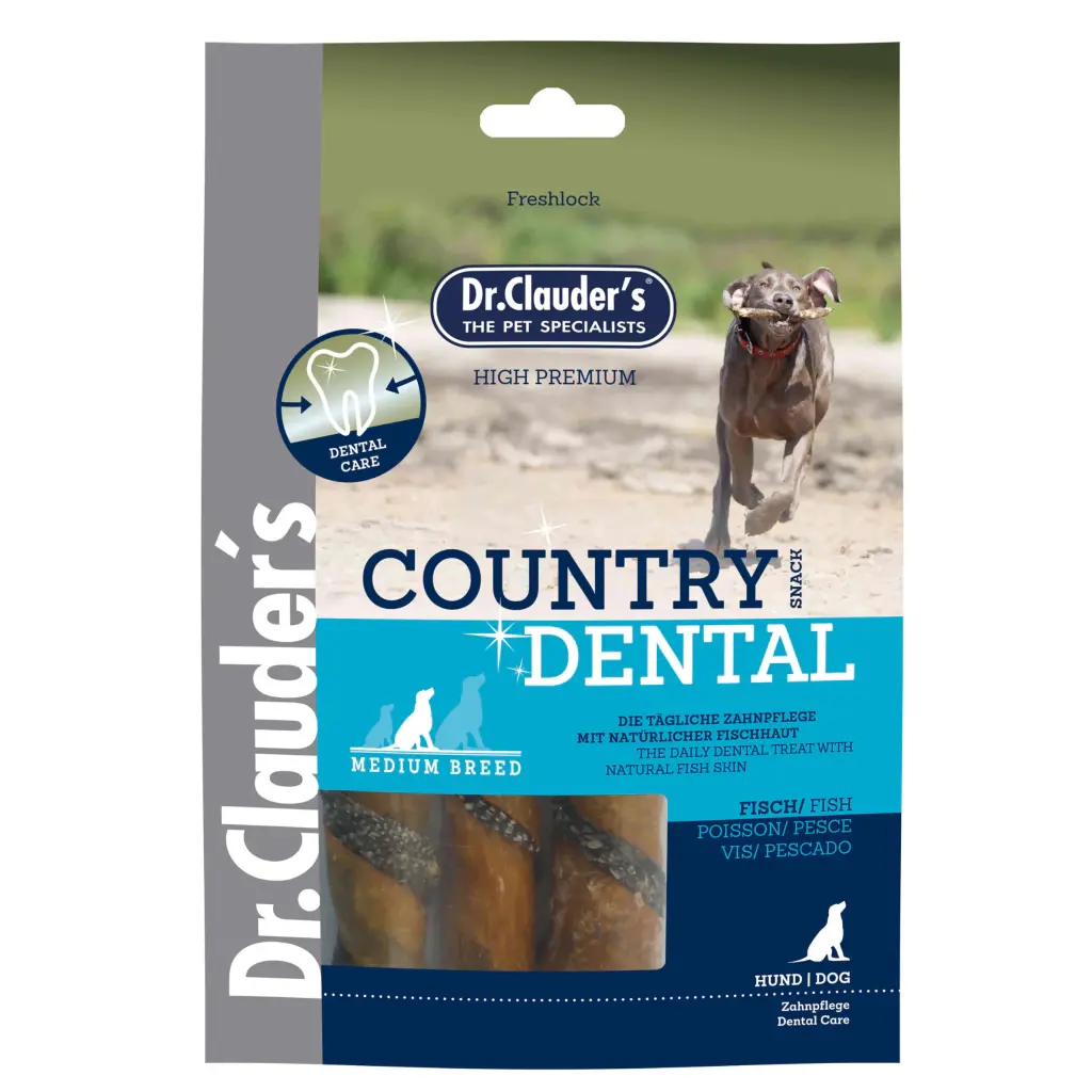Dr.Clauders Dr.Clauder's Country Dental Snack Domuz ve Balık Derili Orta Irk Köpek Ödül Maması 120gr