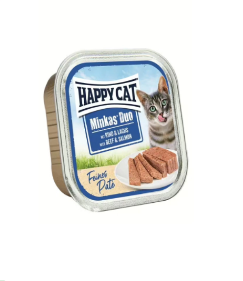 Happy Cat Minkas Duo Somon ve Sığır Etli Yetişkin Kedi Konservesi 100gr
