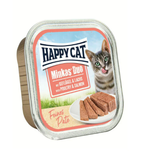 Happy Cat Minkas Duo Tavuk ve Somonlu Yetişkin Kedi Konservesi 100gr
