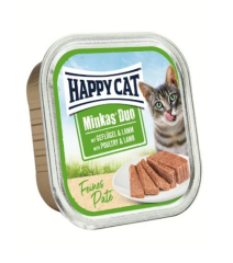 Happy Cat Minkas Duo Tavuk ve Kuzu Etli Yetişkin Kedi Konservesi 100gr