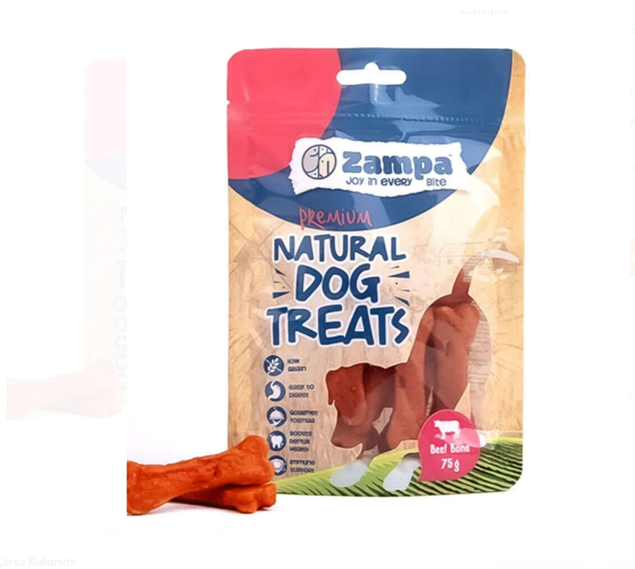Zampa Kemik Şeklinde Dana Eti Köpek Ödülü 75 Gr