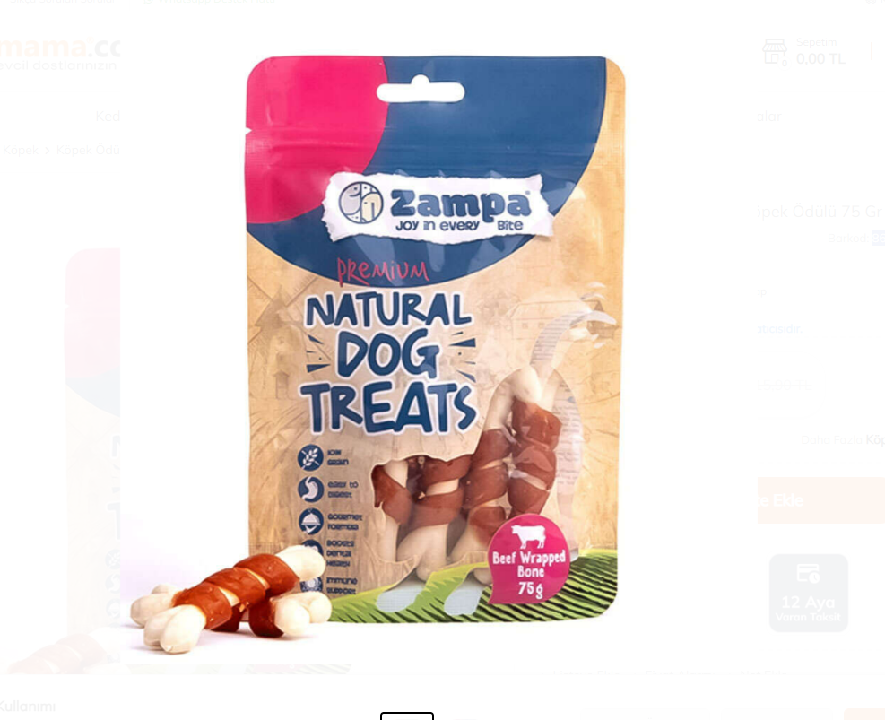 Zampa Dana Eti Parçacıklı Köpek Ödülü 75 Gr