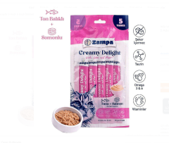 Zampa Creamy Delight Somonlu ve Tuna Balıklı Kedi Krema Ödül Maması 16 Gr x 5 Adet