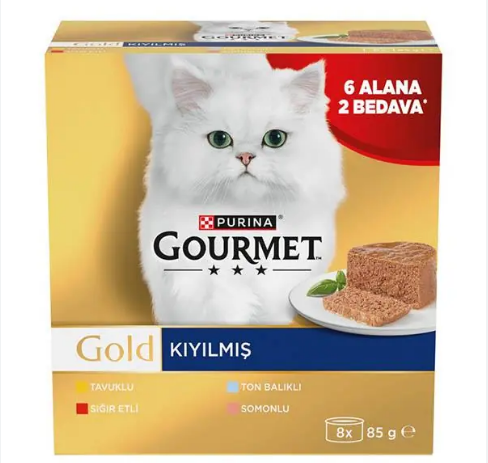 Gourmet Gold Box Sos İçerisinde Kıyılmış Kedi Yaş Maması 85 Gr 8 Al 6 Öde