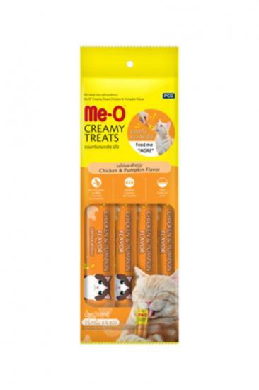 Me-O Creamy Treats Tavuk Etli ve Kabaklı Ek Besin ve Kedi Ödülü 4x15gr